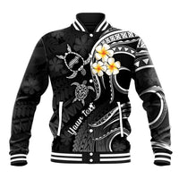 Personalised Niihau Hawaii Baseball Jacket Polynesian Tattoo and Pacific Plumeria White Vibe LT9 Unisex White - Polynesian Pride