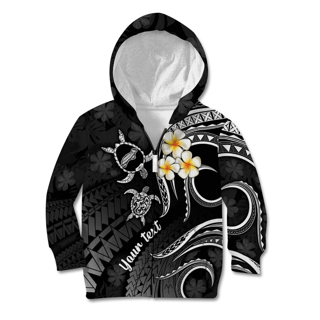 Personalised Niihau Hawaii Kid Hoodie Polynesian Tattoo and Pacific Plumeria White Vibe LT9 Zip Hoodie White - Polynesian Pride
