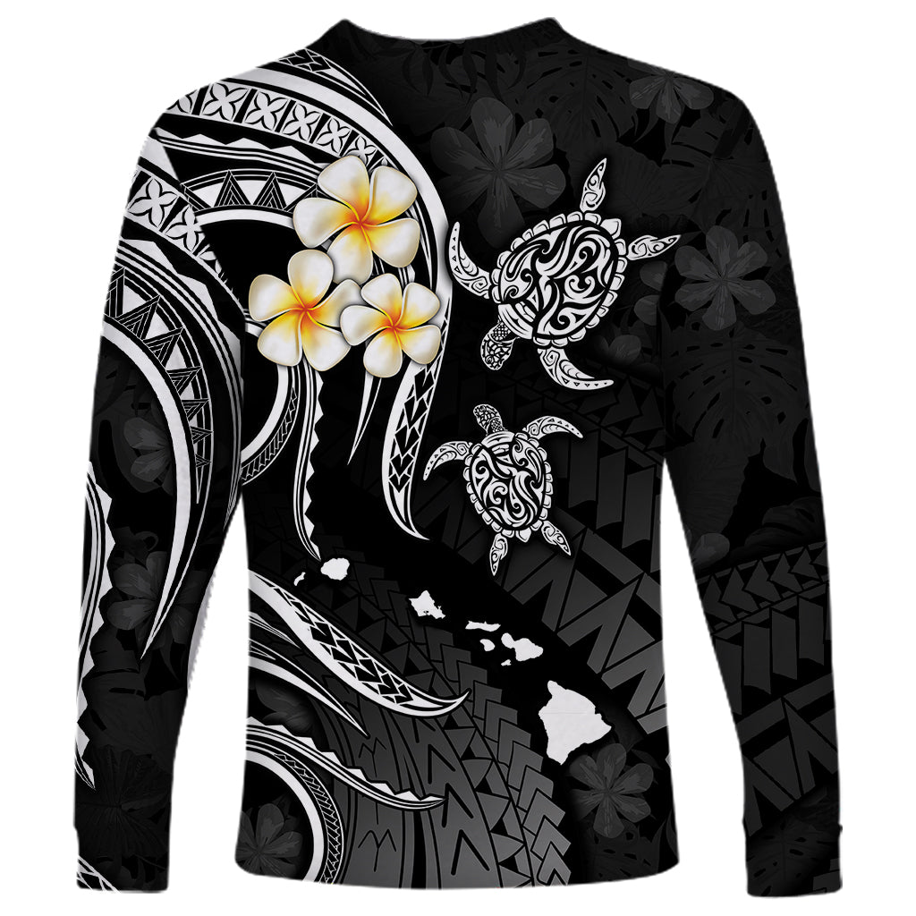 Personalised Niihau Hawaii Long Sleeve Shirt Polynesian Tattoo and Pacific Plumeria White Vibe LT9 - Polynesian Pride