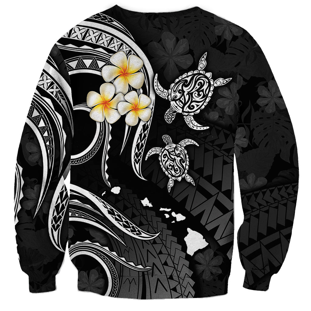 Personalised Niihau Hawaii Sweatshirt Polynesian Tattoo and Pacific Plumeria White Vibe LT9 - Polynesian Pride