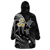 Personalised Niihau Hawaii Wearable Blanket Hoodie Polynesian Tattoo and Pacific Plumeria White Vibe LT9 - Polynesian Pride