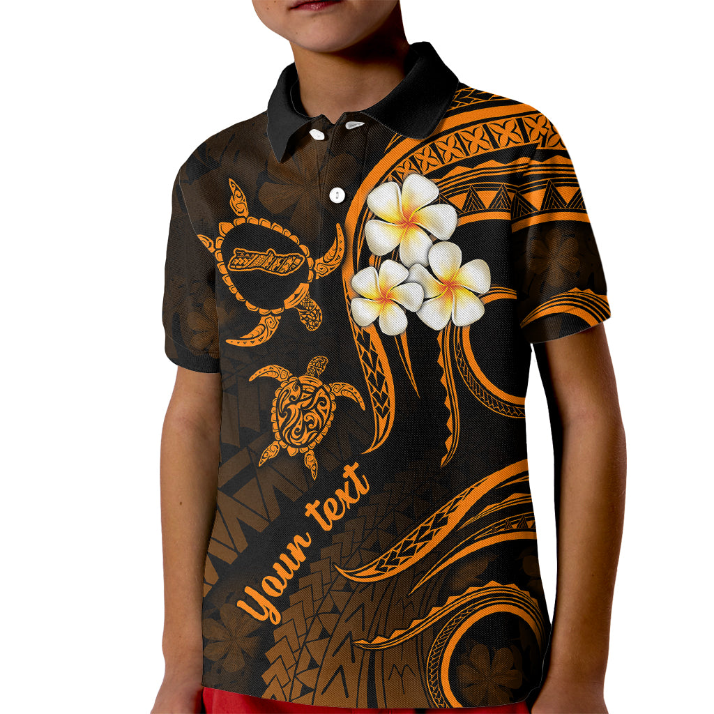 Personalised Molokai Hawaii Kid Polo Shirt Polynesian Tattoo and Pacific Plumeria Gold Vibe LT9 Kid Gold - Polynesian Pride