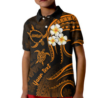 Personalised Molokai Hawaii Kid Polo Shirt Polynesian Tattoo and Pacific Plumeria Gold Vibe LT9 Kid Gold - Polynesian Pride