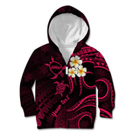 Personalised Molokai Hawaii Kid Hoodie Polynesian Tattoo and Pacific Plumeria Pink Vibe LT9 Zip Hoodie Pink - Polynesian Pride