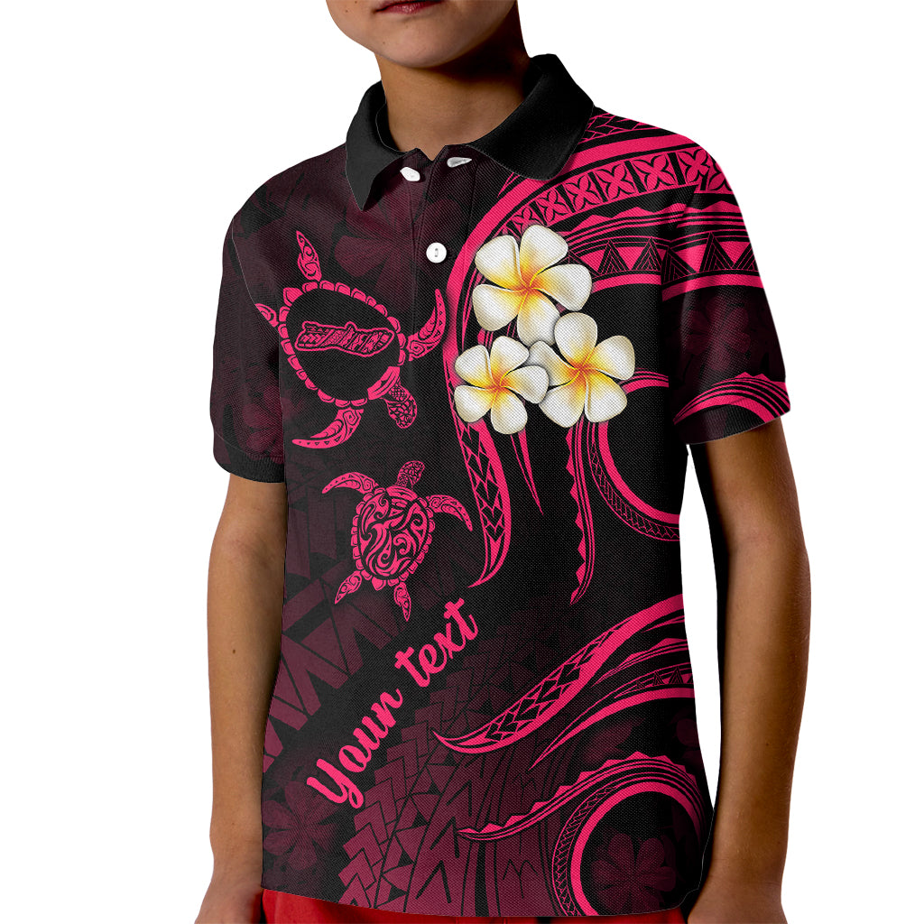 Personalised Molokai Hawaii Kid Polo Shirt Polynesian Tattoo and Pacific Plumeria Pink Vibe LT9 Kid Pink - Polynesian Pride