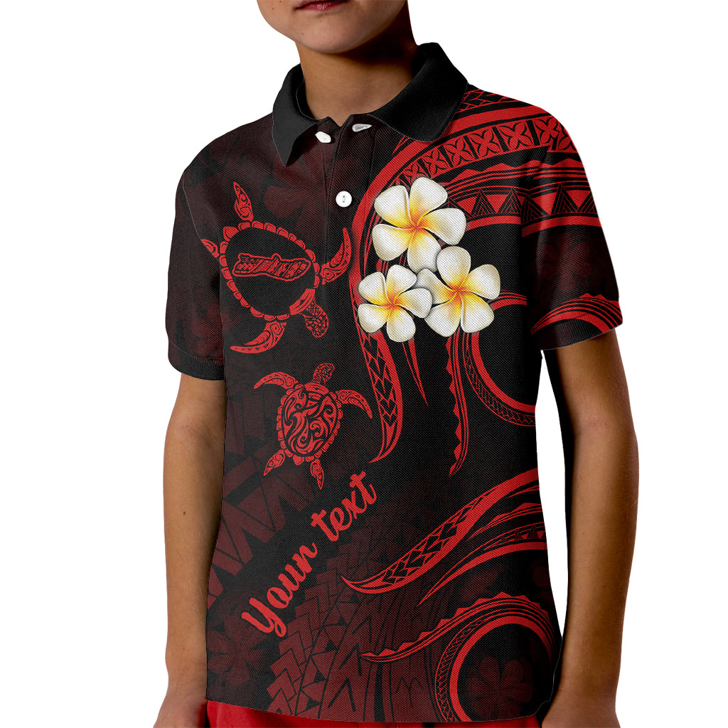 Personalised Molokai Hawaii Kid Polo Shirt Polynesian Tattoo and Pacific Plumeria Red Vibe LT9 Kid Red - Polynesian Pride