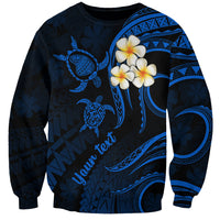 Personalised Lanai Hawaii Sweatshirt Polynesian Tattoo and Pacific Plumeria Blue Vibe LT9 Unisex Blue - Polynesian Pride