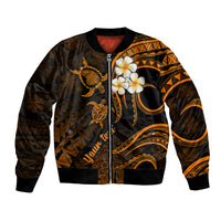 Personalised Lanai Hawaii Bomber Jacket Polynesian Tattoo and Pacific Plumeria Gold Vibe LT9 Unisex Gold - Polynesian Pride