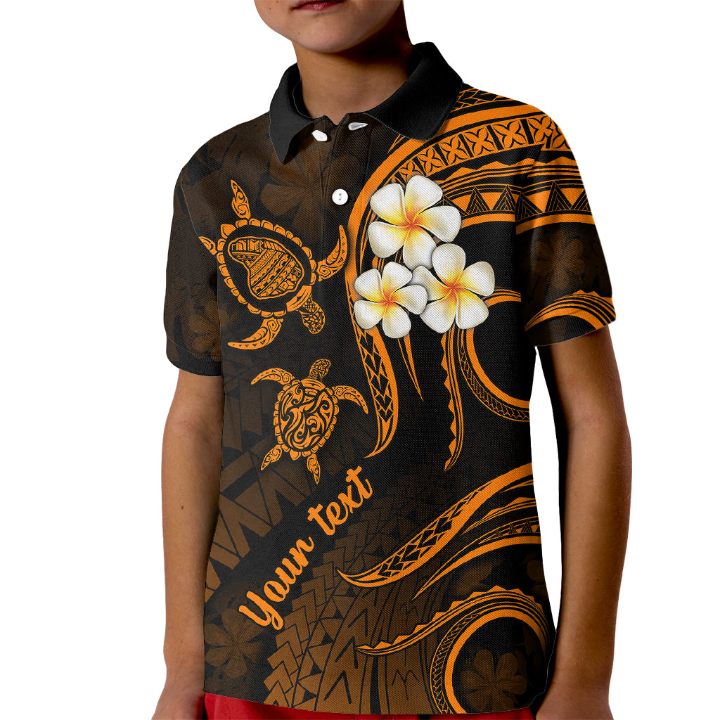 Personalised Lanai Hawaii Kid Polo Shirt Polynesian Tattoo and Pacific Plumeria Gold Vibe LT9 Kid Gold - Polynesian Pride