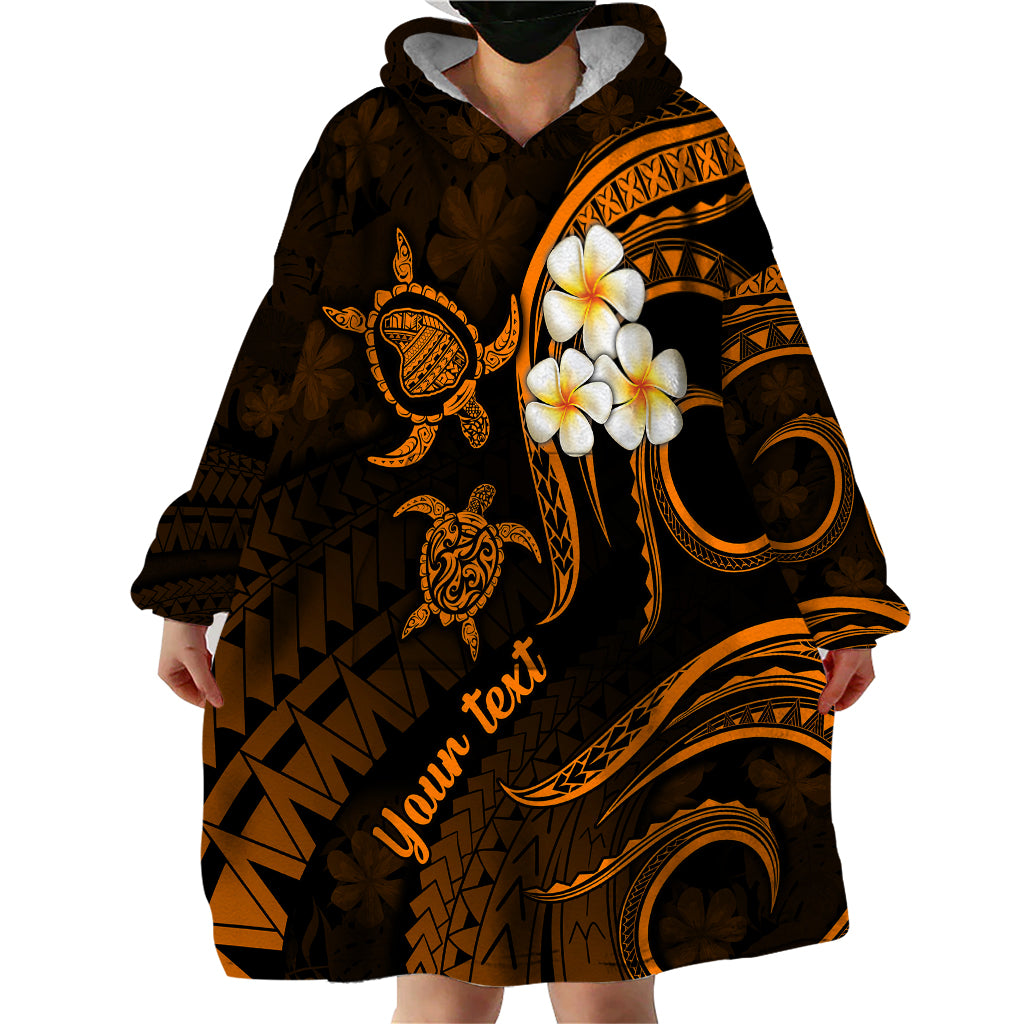 Personalised Lanai Hawaii Wearable Blanket Hoodie Polynesian Tattoo and Pacific Plumeria Gold Vibe LT9 - Polynesian Pride