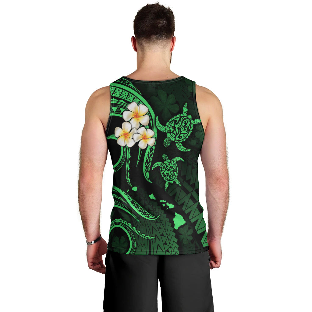 Personalised Lanai Hawaii Men Tank Top Polynesian Tattoo and Pacific Plumeria Green Vibe LT9 - Polynesian Pride