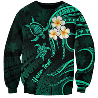 Personalised Lanai Hawaii Sweatshirt Polynesian Tattoo and Pacific Plumeria Turquoise Vibe LT9 Unisex Turquoise - Polynesian Pride