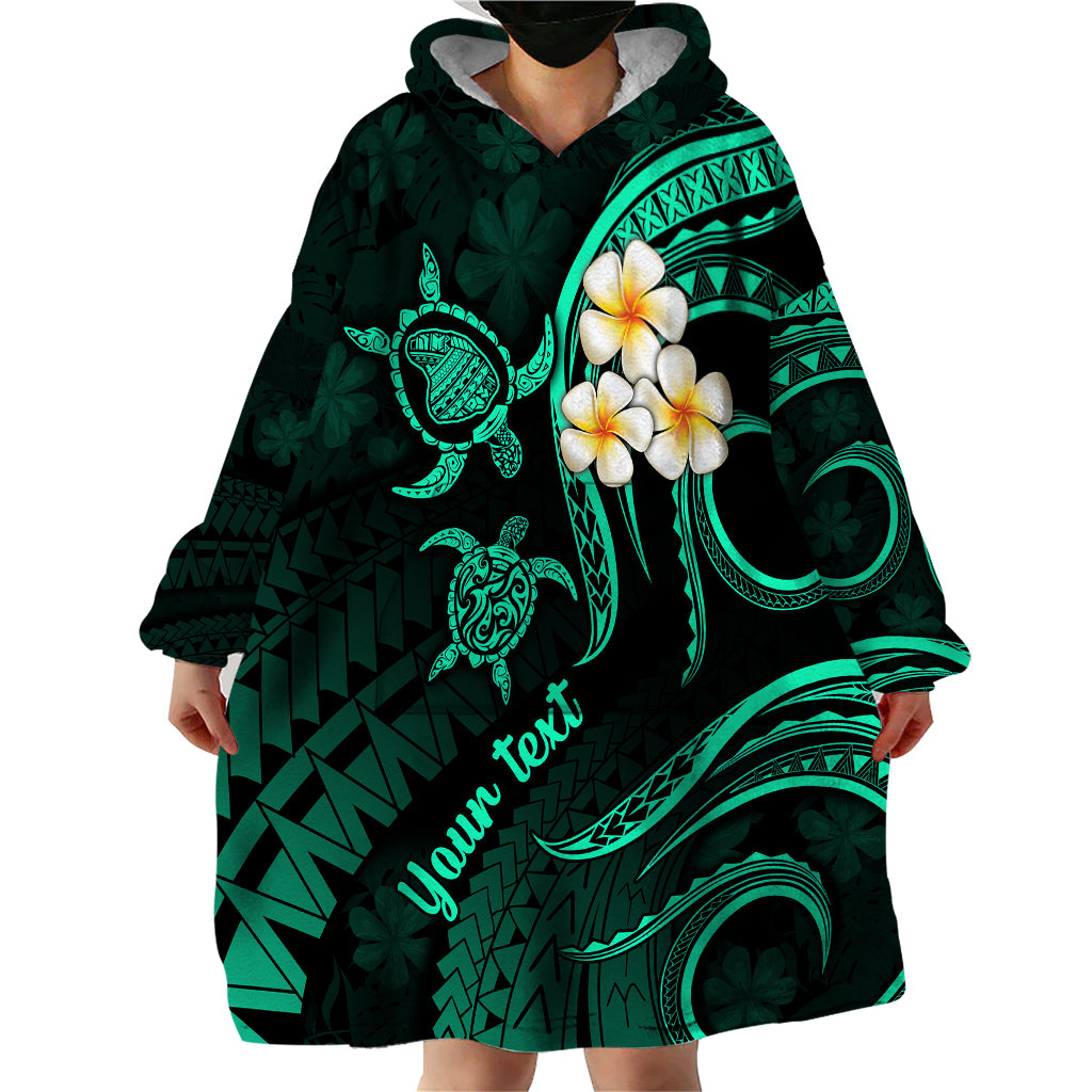Personalised Lanai Hawaii Wearable Blanket Hoodie Polynesian Tattoo and Pacific Plumeria Turquoise Vibe LT9 - Polynesian Pride