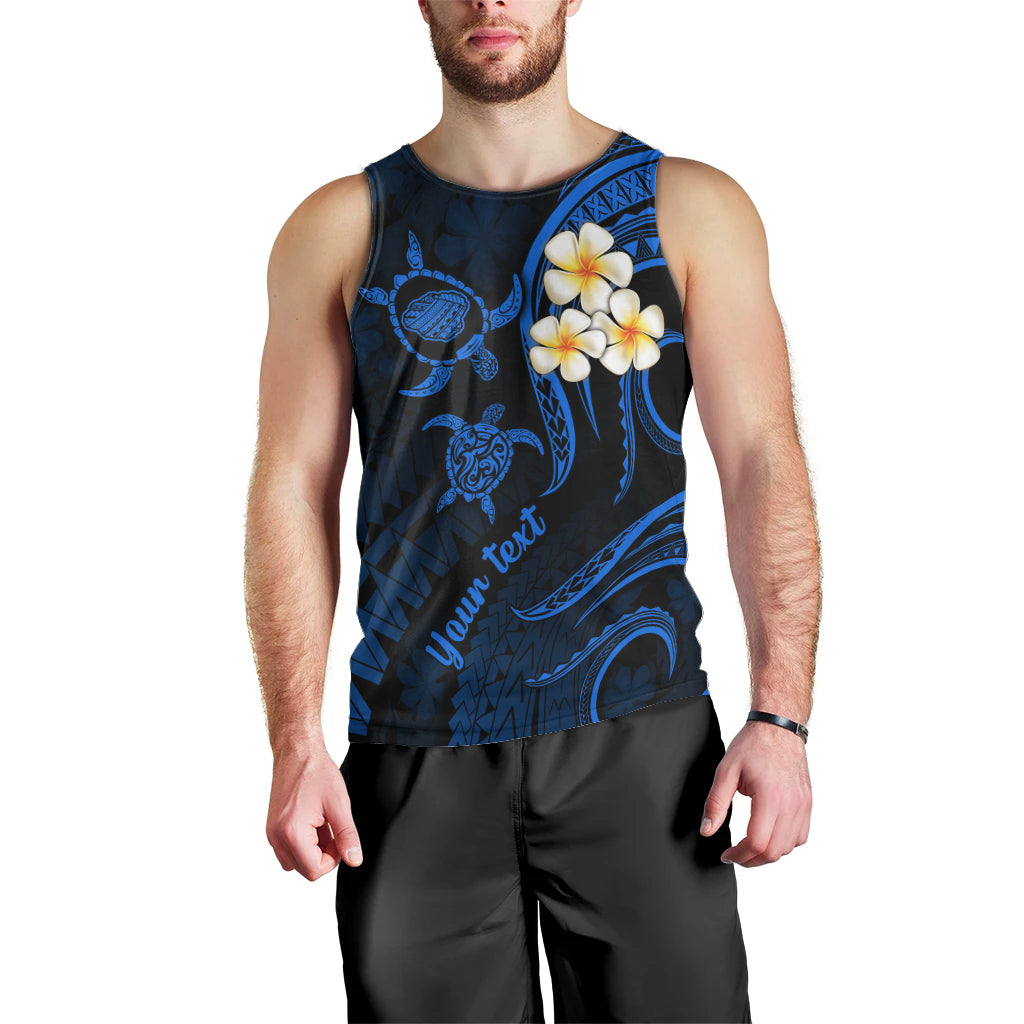Personalised Kauai Hawaii Men Tank Top Polynesian Tattoo and Pacific Plumeria Blue Vibe LT9 - Polynesian Pride