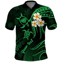 Custom Kauai Hawaii Polo Shirt Polynesian Tattoo and Pacific Plumeria Green Vibe LT9 Green - Polynesian Pride