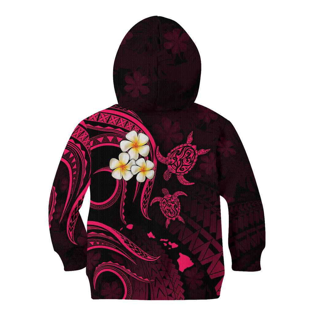 Personalised Kauai Hawaii Kid Hoodie Polynesian Tattoo and Pacific Plumeria Pink Vibe LT9 - Polynesian Pride