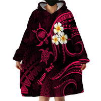 Personalised Kauai Hawaii Wearable Blanket Hoodie Polynesian Tattoo and Pacific Plumeria Pink Vibe LT9 - Polynesian Pride