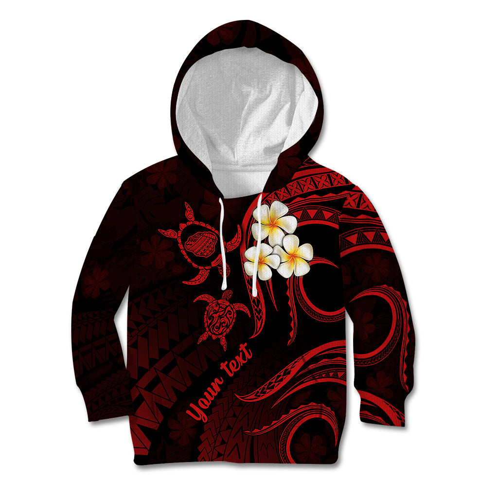 Personalised Kauai Hawaii Kid Hoodie Polynesian Tattoo and Pacific Plumeria Red Vibe LT9 Hoodie Red - Polynesian Pride