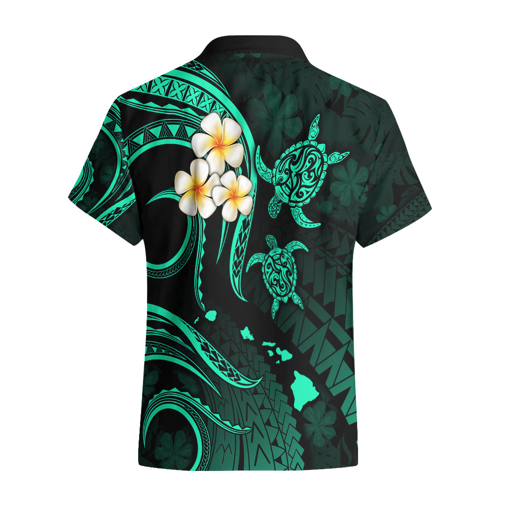 Personalised Kauai Hawaii Hawaiian Shirt Polynesian Tattoo and Pacific Plumeria Turquoise Vibe LT9 - Polynesian Pride