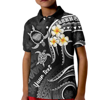 Personalised Kauai Hawaii Kid Polo Shirt Polynesian Tattoo and Pacific Plumeria White Vibe LT9 Kid White - Polynesian Pride