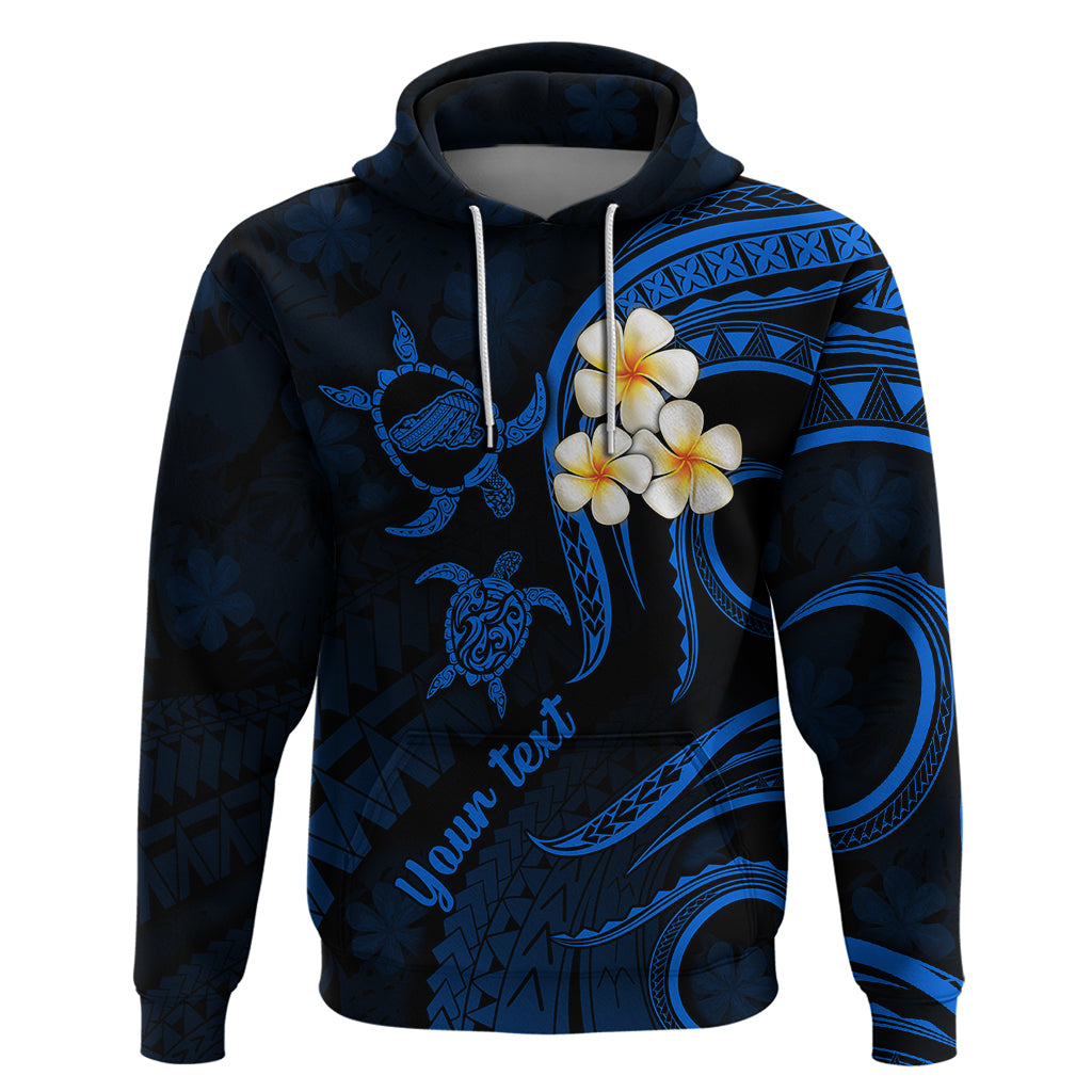 Custom Kahoolawe Hawaii Hoodie Polynesian Tattoo and Pacific Plumeria Blue Vibe LT9 Pullover Hoodie Blue - Polynesian Pride