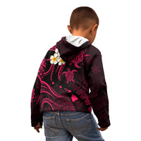 Personalised Kahoolawe Hawaii Kid Hoodie Polynesian Tattoo and Pacific Plumeria Pink Vibe LT9 - Polynesian Pride