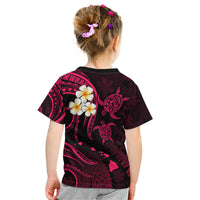 Personalised Kahoolawe Hawaii Kid T Shirt Polynesian Tattoo and Pacific Plumeria Pink Vibe LT9 - Polynesian Pride