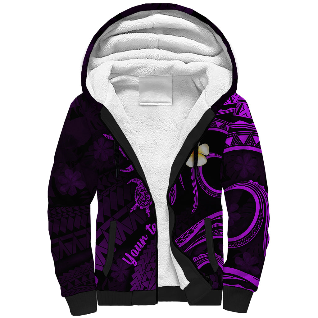 Personalised Kahoolawe Hawaii Sherpa Hoodie Polynesian Tattoo and Pacific Plumeria Purple Vibe LT9 Unisex Purple - Polynesian Pride