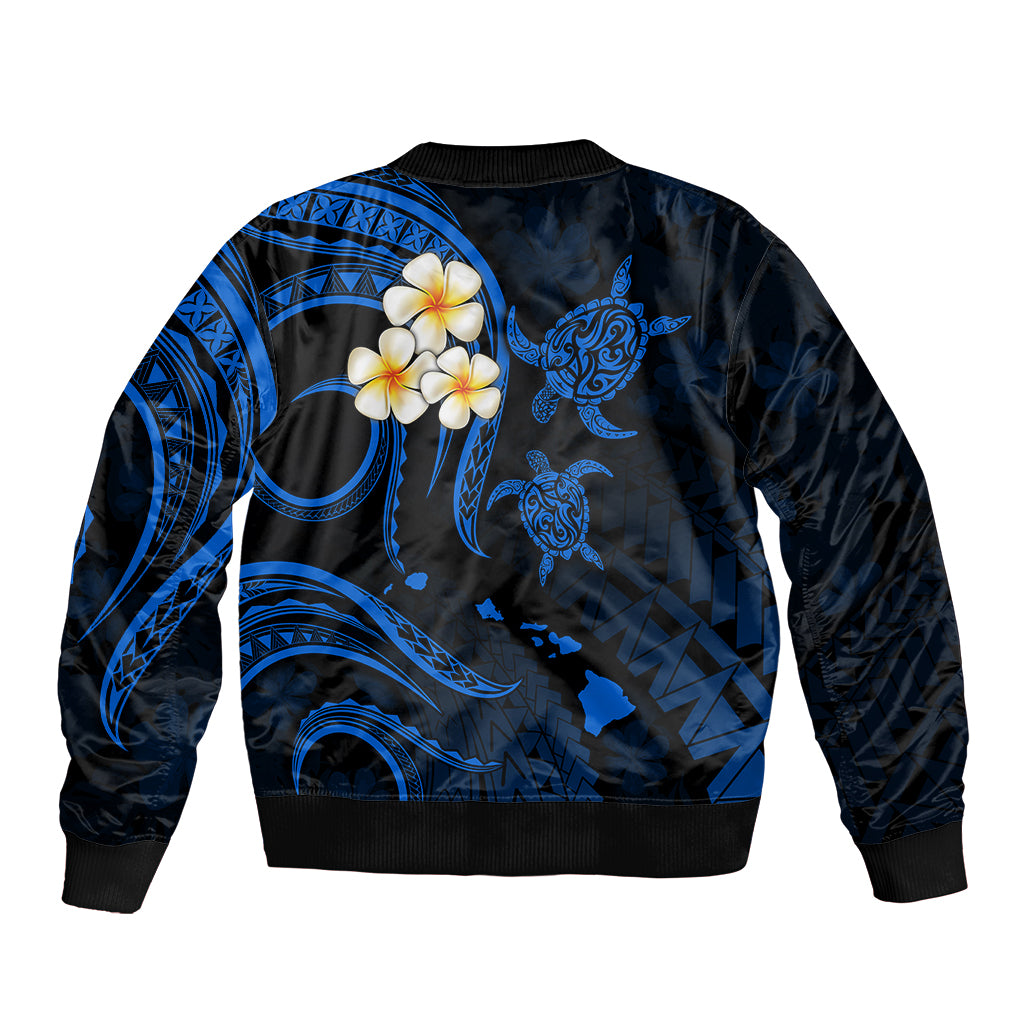 Hawaii Bomber Jacket Maui Islands Pacific Plumeria Blue Vibe LT9 - Polynesian Pride