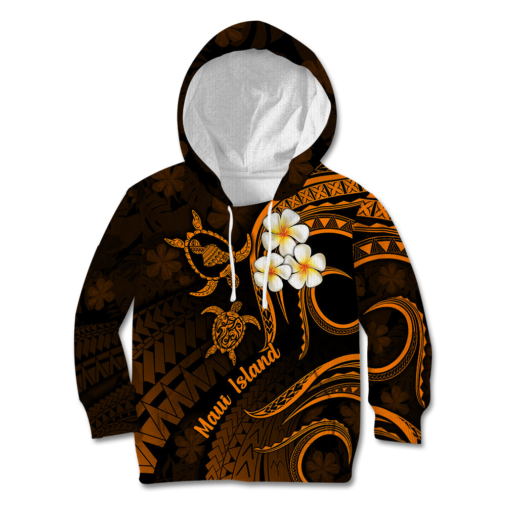 Hawaii Kid Hoodie Maui Islands Pacific Plumeria Gold Vibe LT9 Gold - Polynesian Pride
