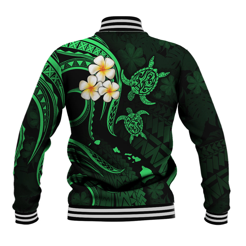 Hawaii Baseball Jacket Maui Islands Pacific Plumeria Green Vibe LT9 - Polynesian Pride