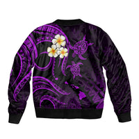 Hawaii Sleeve Zip Bomber Jacket Maui Islands Pacific Plumeria Purple Vibe LT9 - Polynesian Pride