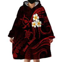 Hawaii Wearable Blanket Hoodie Maui Islands Pacific Plumeria Red Vibe LT9 - Polynesian Pride