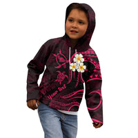 Personalised Maui Hawaii Kid Hoodie Polynesian Tattoo and Pacific Plumeria Pink Vibe LT9 - Polynesian Pride