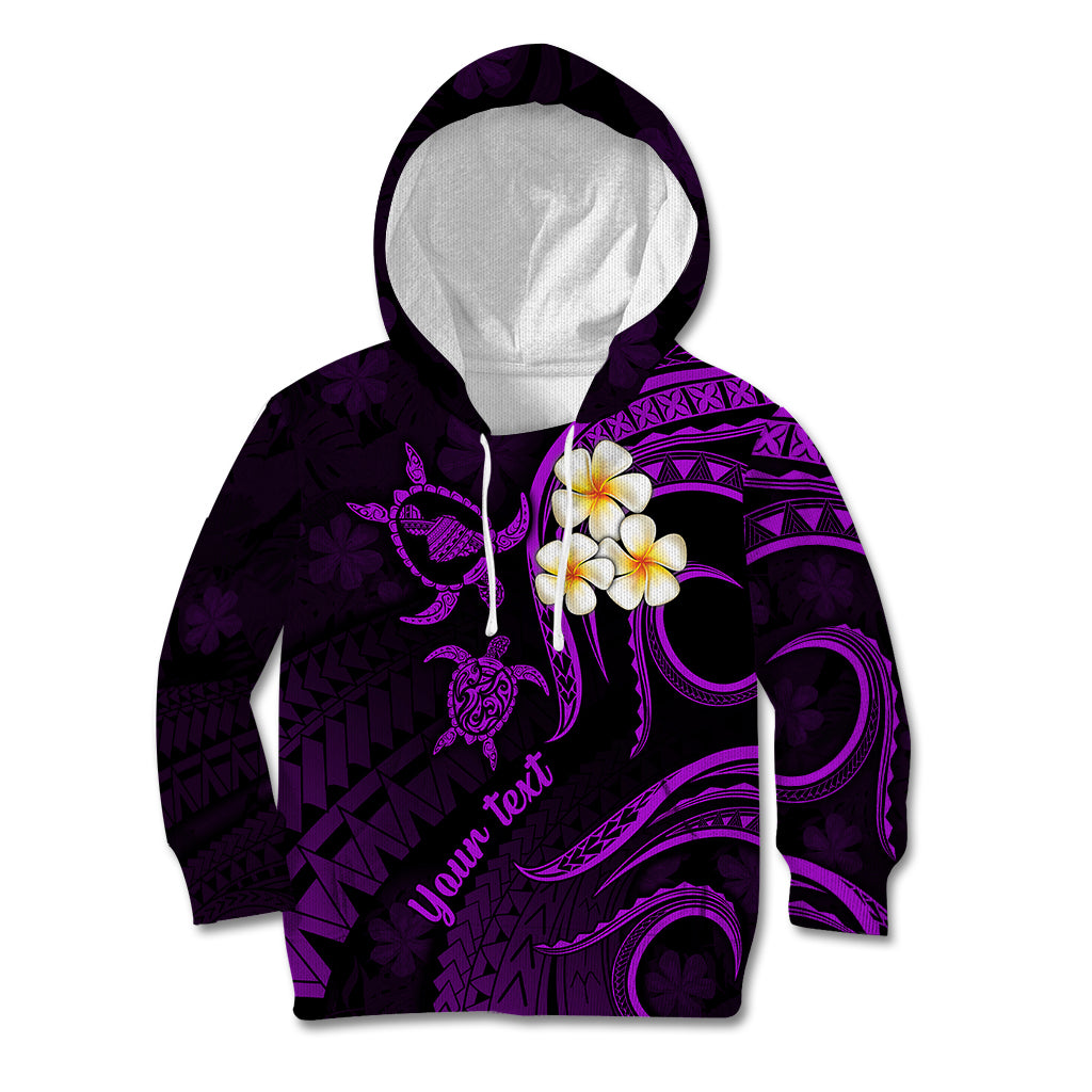Personalised Maui Hawaii Kid Hoodie Polynesian Tattoo and Pacific Plumeria Purple Vibe LT9 Hoodie Purple - Polynesian Pride