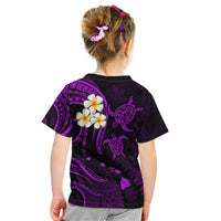 Personalised Maui Hawaii Kid T Shirt Polynesian Tattoo and Pacific Plumeria Purple Vibe LT9 - Polynesian Pride
