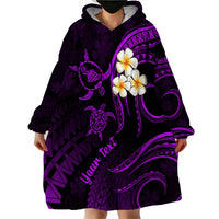 Personalised Maui Hawaii Wearable Blanket Hoodie Polynesian Tattoo and Pacific Plumeria Purple Vibe LT9 - Polynesian Pride