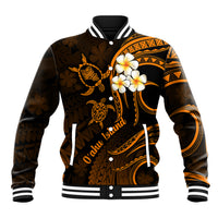 Hawaii Baseball Jacket Oahu Islands Pacific Plumeria Gold Vibe LT9 Unisex Gold - Polynesian Pride
