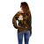 Hawaii Off Shoulder Sweater Oahu Islands Pacific Plumeria Gold Vibe LT9 - Polynesian Pride