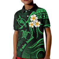 Hawaii Kid Polo Shirt Oahu Islands Pacific Plumeria Green Vibe LT9 Kid Green - Polynesian Pride