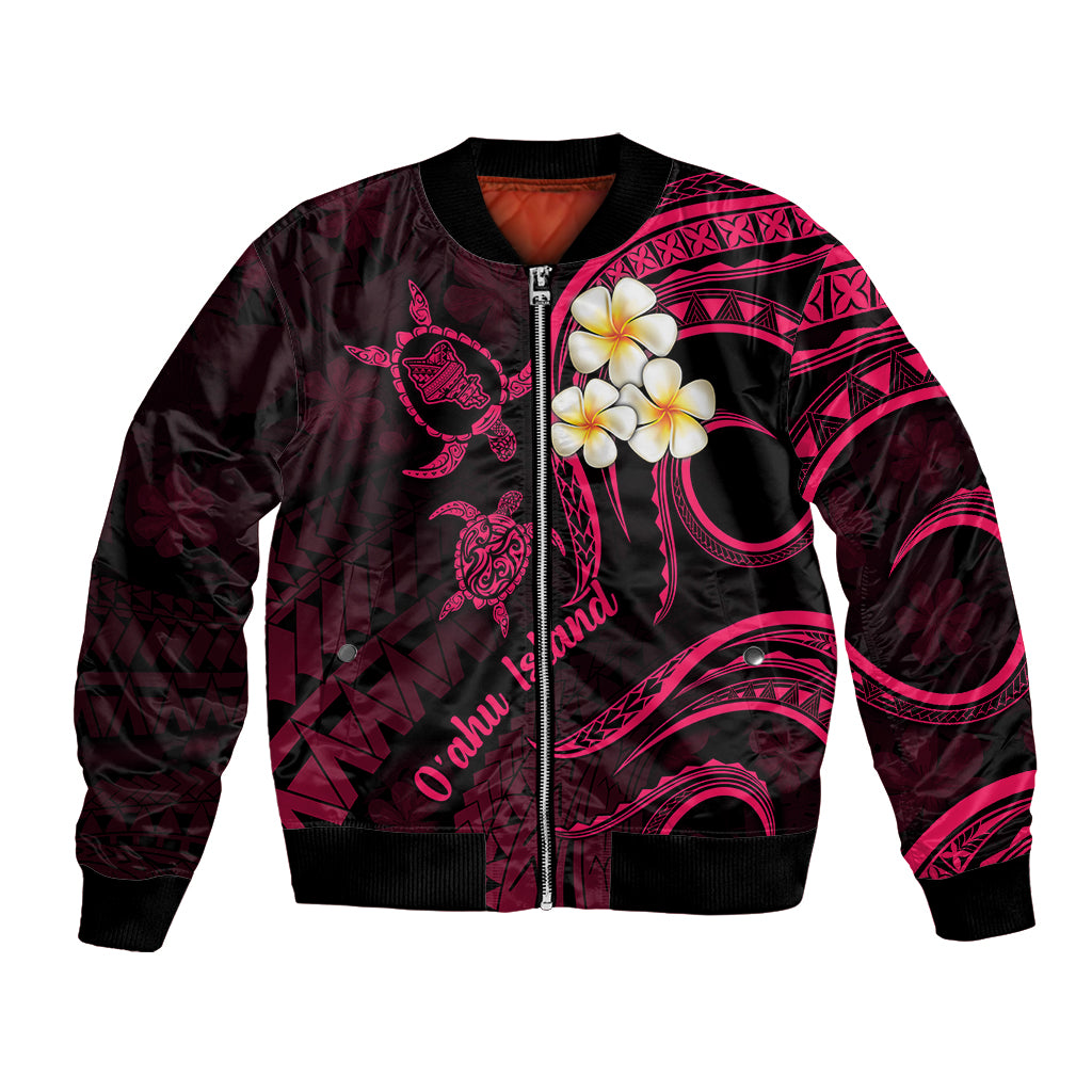Hawaii Bomber Jacket Oahu Islands Pacific Plumeria Pink Vibe LT9 Unisex Pink - Polynesian Pride