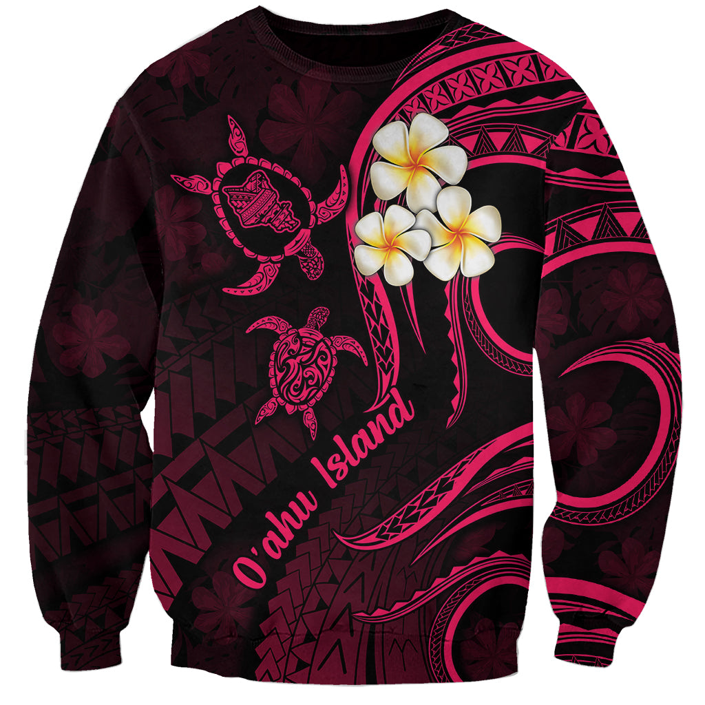 Hawaii Sweatshirt Oahu Islands Pacific Plumeria Pink Vibe LT9 Unisex Pink - Polynesian Pride