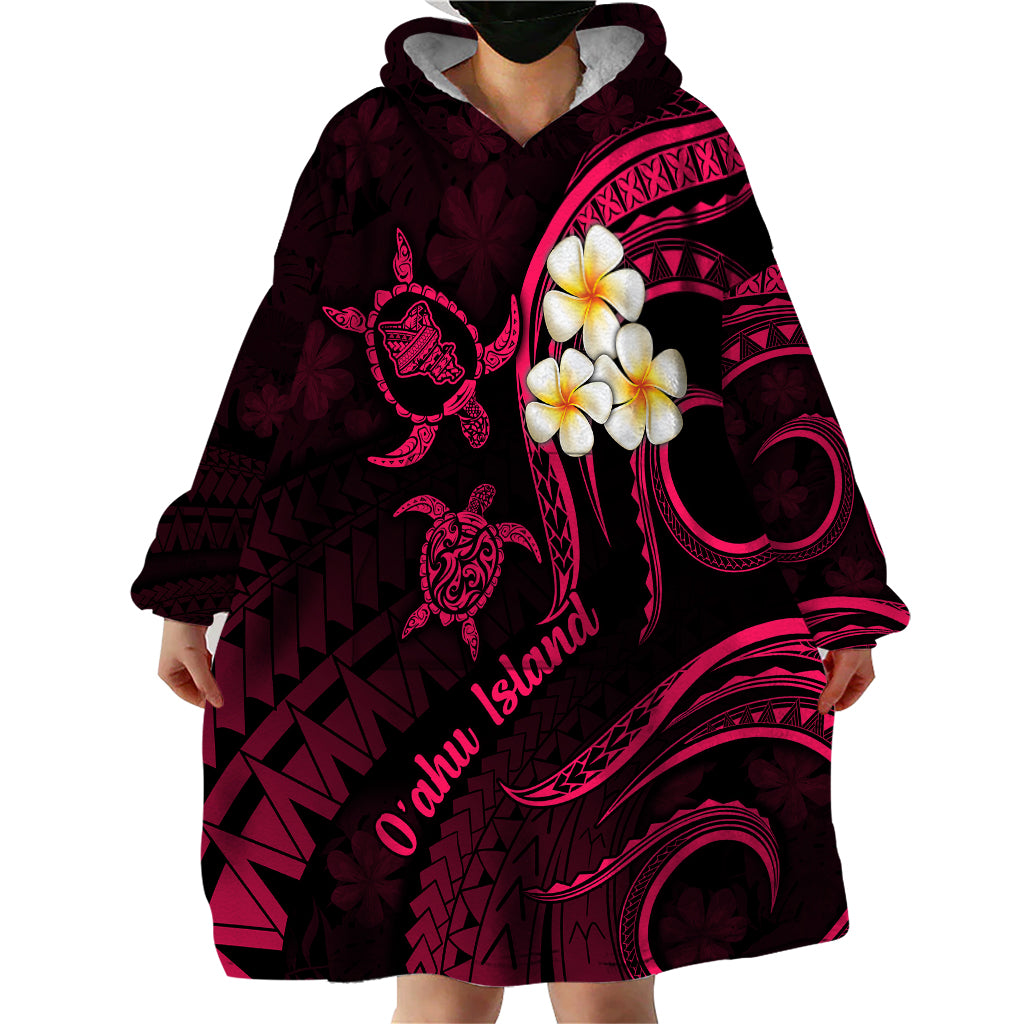 Hawaii Wearable Blanket Hoodie Oahu Islands Pacific Plumeria Pink Vibe LT9 - Polynesian Pride