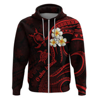 Hawaii Hoodie Oahu Islands Pacific Plumeria Red Vibe LT9 Zip Hoodie Red - Polynesian Pride