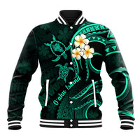 Hawaii Baseball Jacket Oahu Islands Pacific Plumeria Turquoise Vibe LT9 Unisex Turquoise - Polynesian Pride