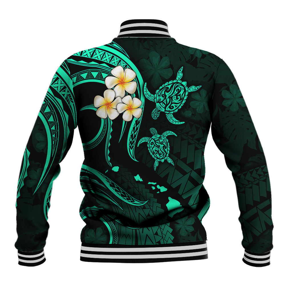 Hawaii Baseball Jacket Oahu Islands Pacific Plumeria Turquoise Vibe LT9 - Polynesian Pride
