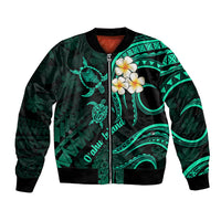 Hawaii Bomber Jacket Oahu Islands Pacific Plumeria Turquoise Vibe LT9 Unisex Turquoise - Polynesian Pride