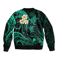 Hawaii Bomber Jacket Oahu Islands Pacific Plumeria Turquoise Vibe LT9 - Polynesian Pride