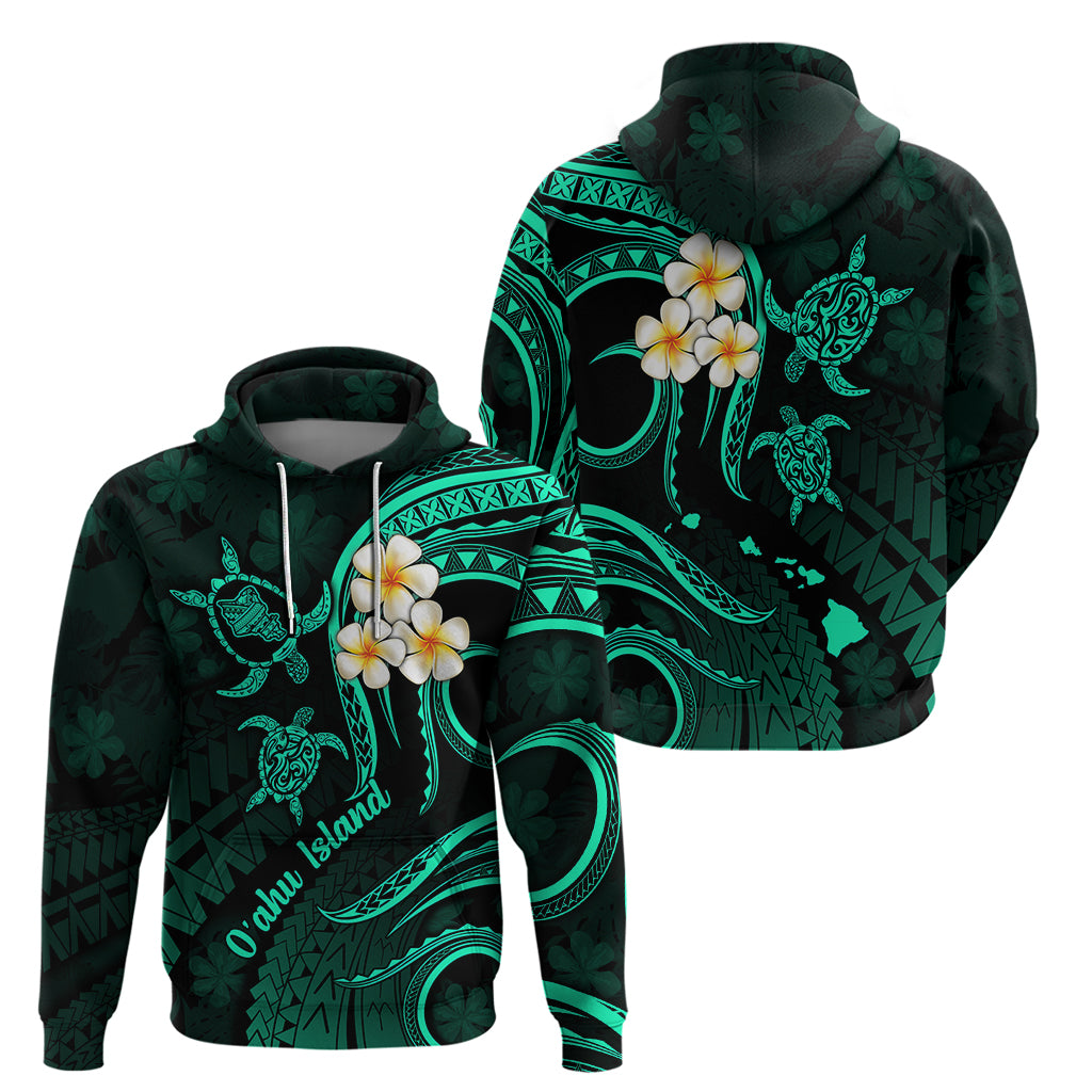 Hawaii Hoodie Oahu Islands Pacific Plumeria Turquoise Vibe LT9 - Polynesian Pride