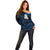 Personalised Oahu Hawaii Off Shoulder Sweater Polynesian Tattoo and Pacific Plumeria Blue Vibe LT9 - Polynesian Pride